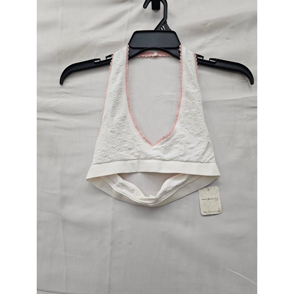 Free People Womens Adella Halter Bralette White Polyamide Blend Casual Size M/L